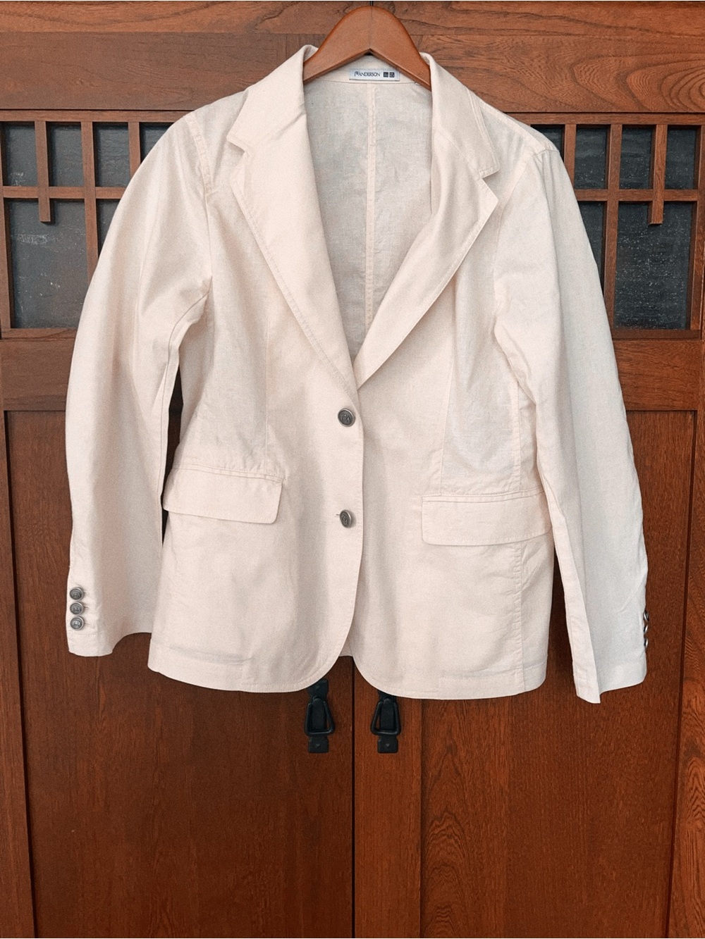 JW ANDERSON Cream Single-Breasted Blazer Cotton/Linen